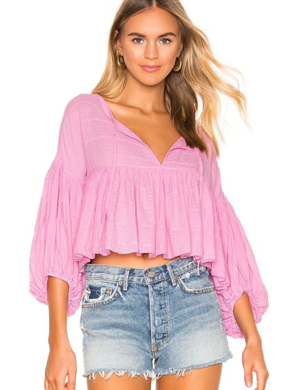 Free People Beaumont Mews Blouse - Pink - Size Large